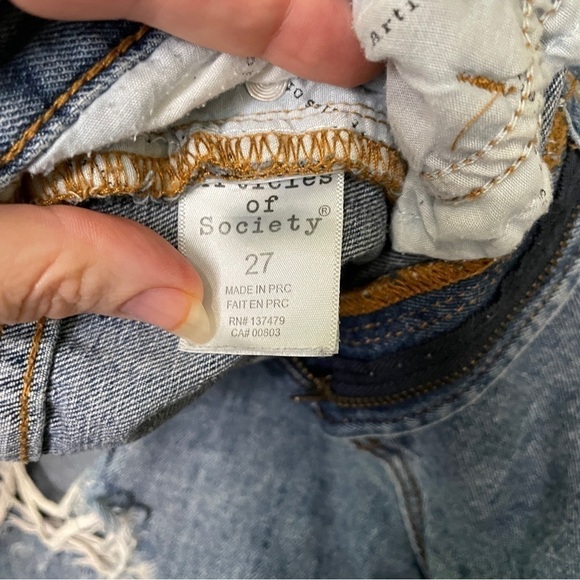 Articles of Society 100% cotton denim distressed cut off shorts size 27 - Picture 5 of 7